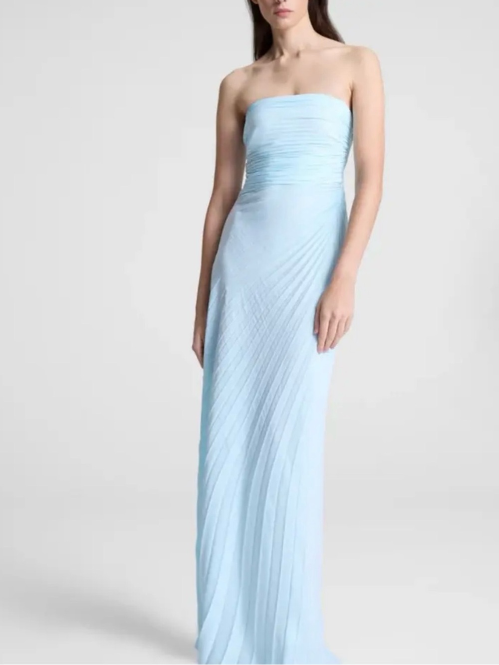 A.L.C. Bianca Pleated Strapless Maxi Dress | Blue | Size 4